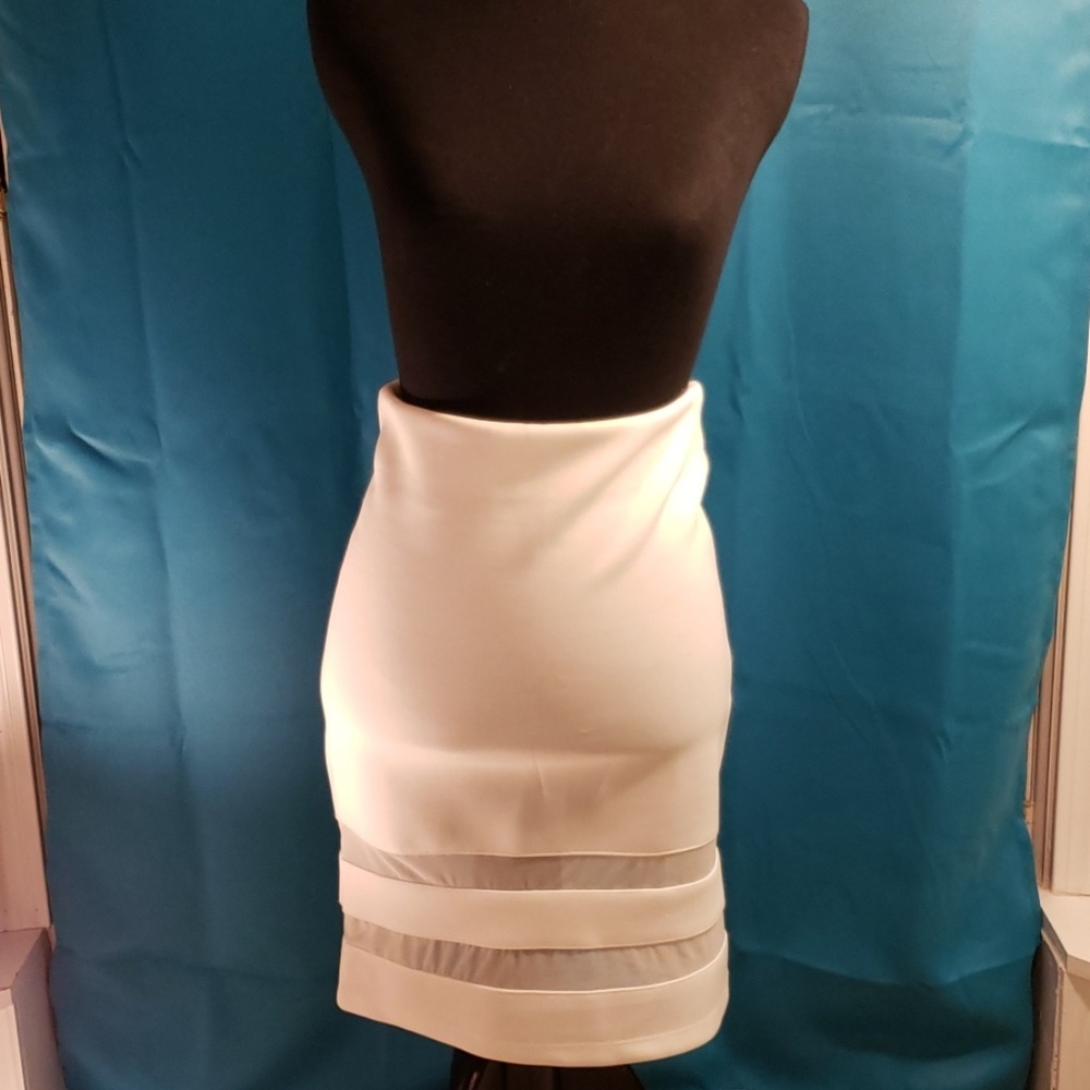 White H&M Pencil Skirt with Mesh